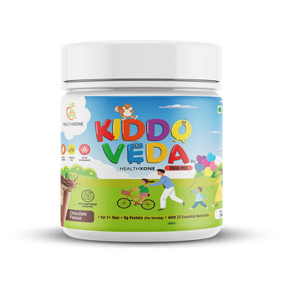 KIDDOVEDA BY HEALTHXONE Daily Nutrition Protein Mix for Kids 7+Year (340 gm) - Buy 1 Get 1 Free