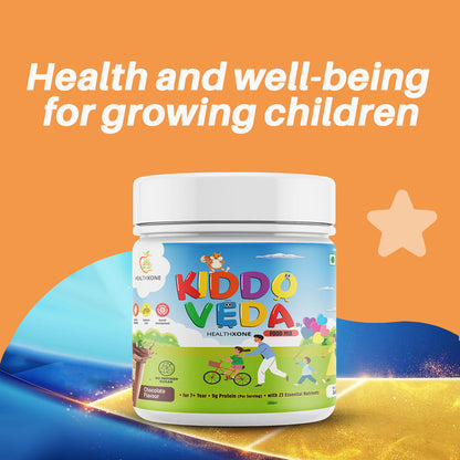 KIDDOVEDA BY HEALTHXONE Daily Nutrition Protein Mix for Kids 7+Year (340 gm) - Buy 1 Get 1 Free