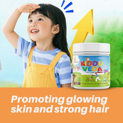 KIDDOVEDA BY HEALTHXONE Daily Nutrition Protein Mix for Kids 7+Year (340 gm) - Buy 1 Get 1 Free